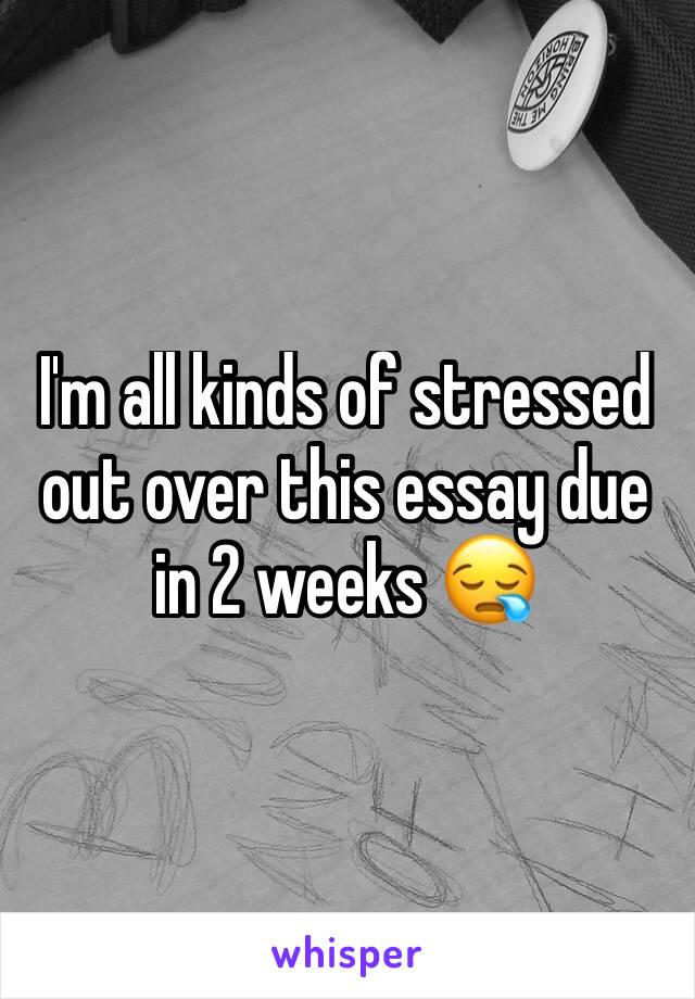 I'm all kinds of stressed out over this essay due in 2 weeks 😪