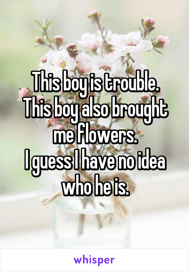 This boy is trouble.
This boy also brought me flowers.
I guess I have no idea who he is.