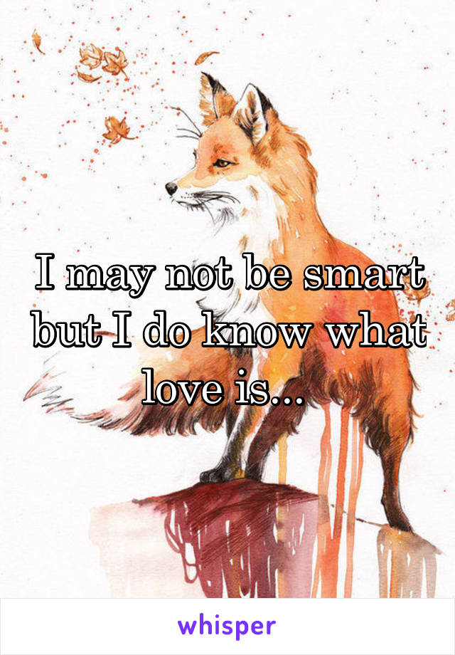 I may not be smart but I do know what love is... 