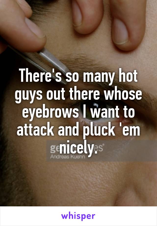 There's so many hot guys out there whose eyebrows I want to attack and pluck 'em nicely.