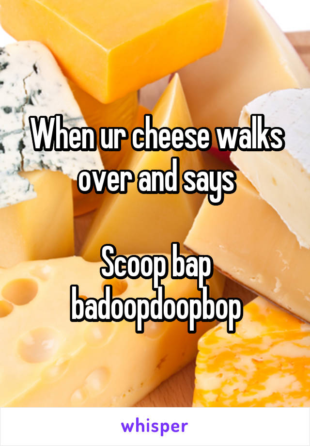 When ur cheese walks over and says

Scoop bap badoopdoopbop