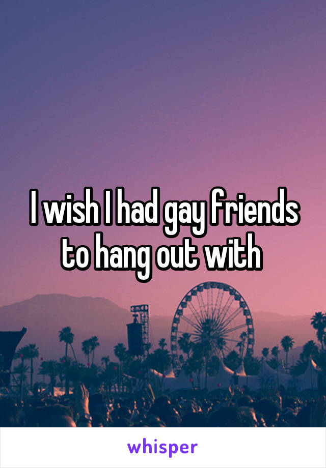 I wish I had gay friends to hang out with 