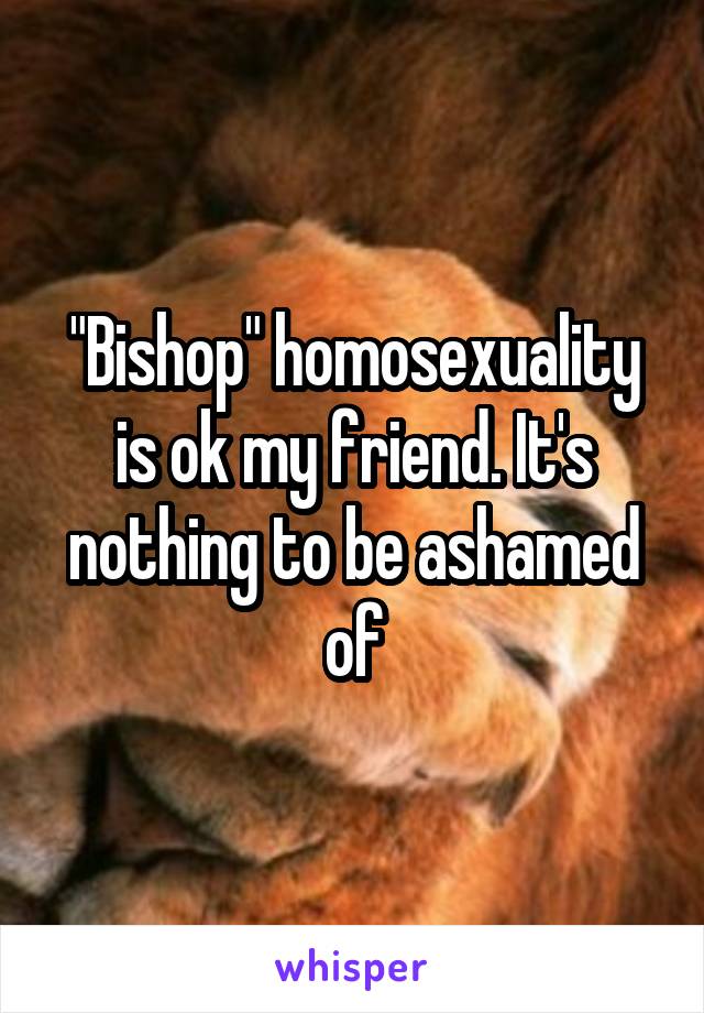 "Bishop" homosexuality is ok my friend. It's nothing to be ashamed of