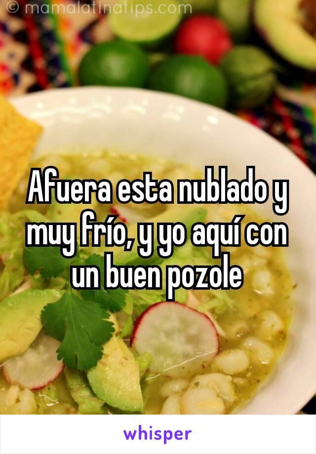 Afuera esta nublado y muy frío, y yo aquí con un buen pozole