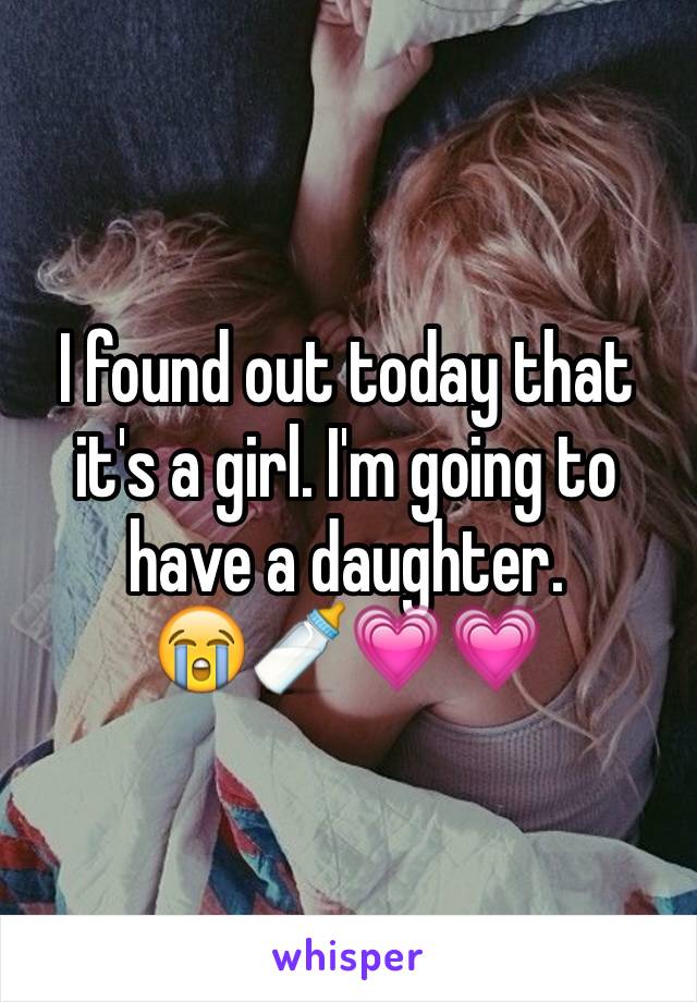 I found out today that it's a girl. I'm going to have a daughter. 
😭🍼💗💗