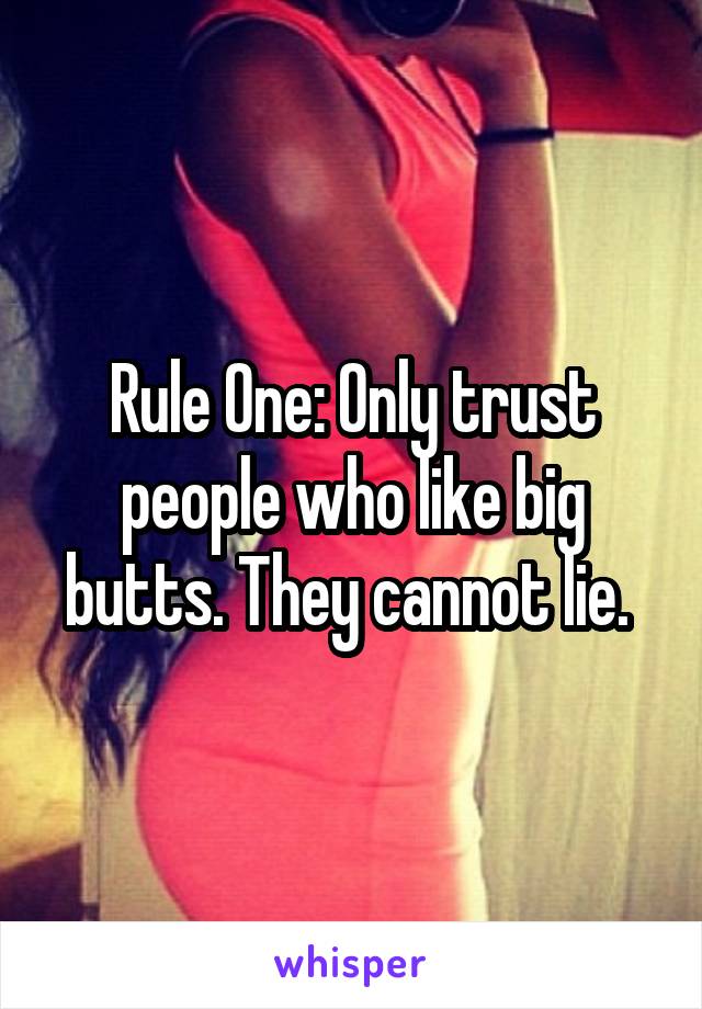 Rule One: Only trust people who like big butts. They cannot lie. 