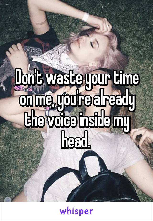 Don't waste your time on me, you're already the voice inside my head. 