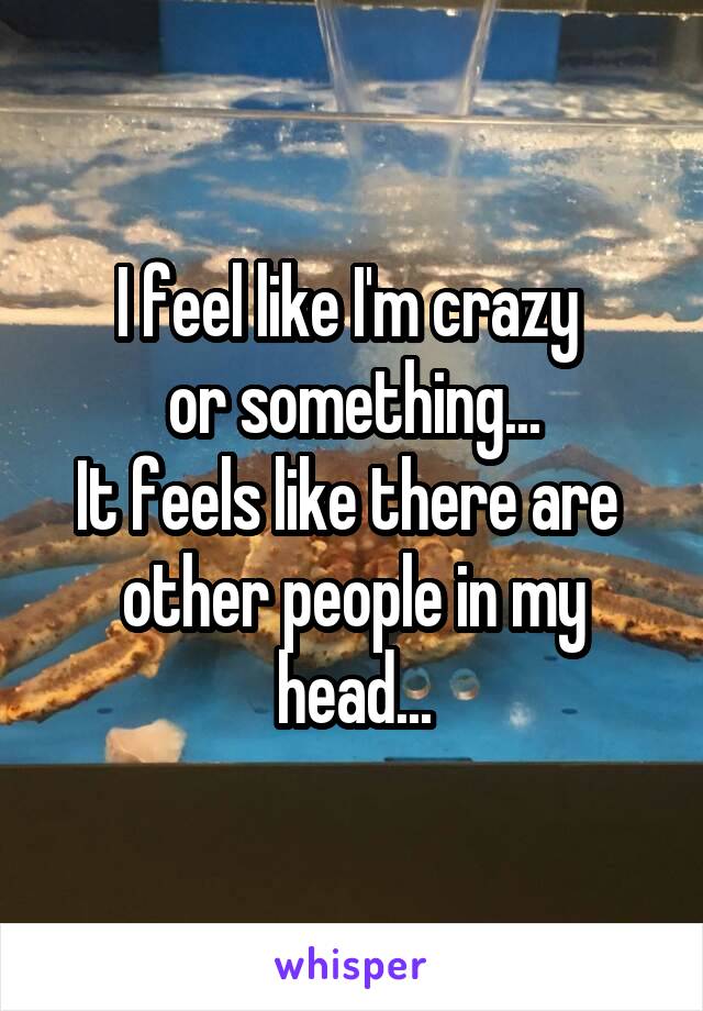 I feel like I'm crazy 
or something...
It feels like there are 
other people in my
head...