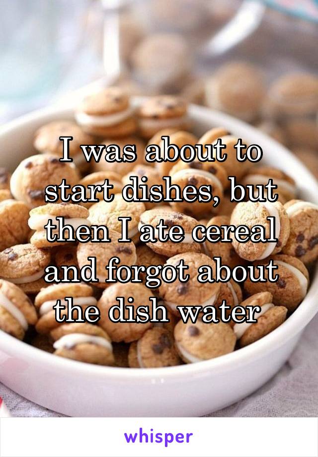 I was about to start dishes, but then I ate cereal and forgot about the dish water 