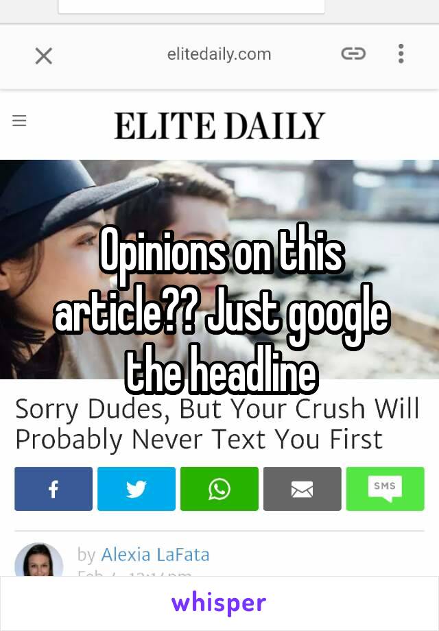 Opinions on this article?? Just google the headline