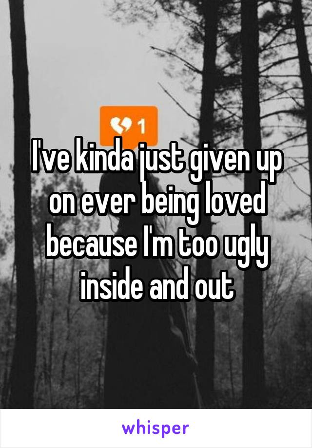 I've kinda just given up on ever being loved because I'm too ugly inside and out