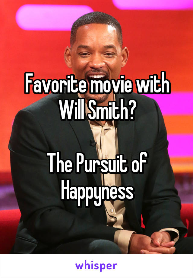 Favorite movie with Will Smith?

The Pursuit of Happyness