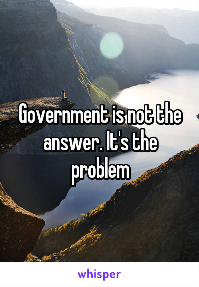 Government is not the answer. It's the problem