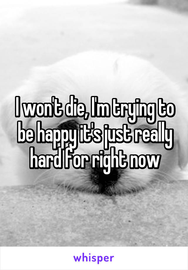 I won't die, I'm trying to be happy it's just really hard for right now