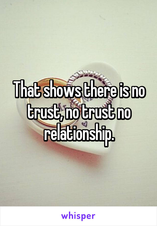 That shows there is no trust, no trust no relationship.