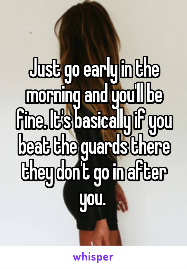 Just go early in the morning and you'll be fine. It's basically if you beat the guards there they don't go in after you. 