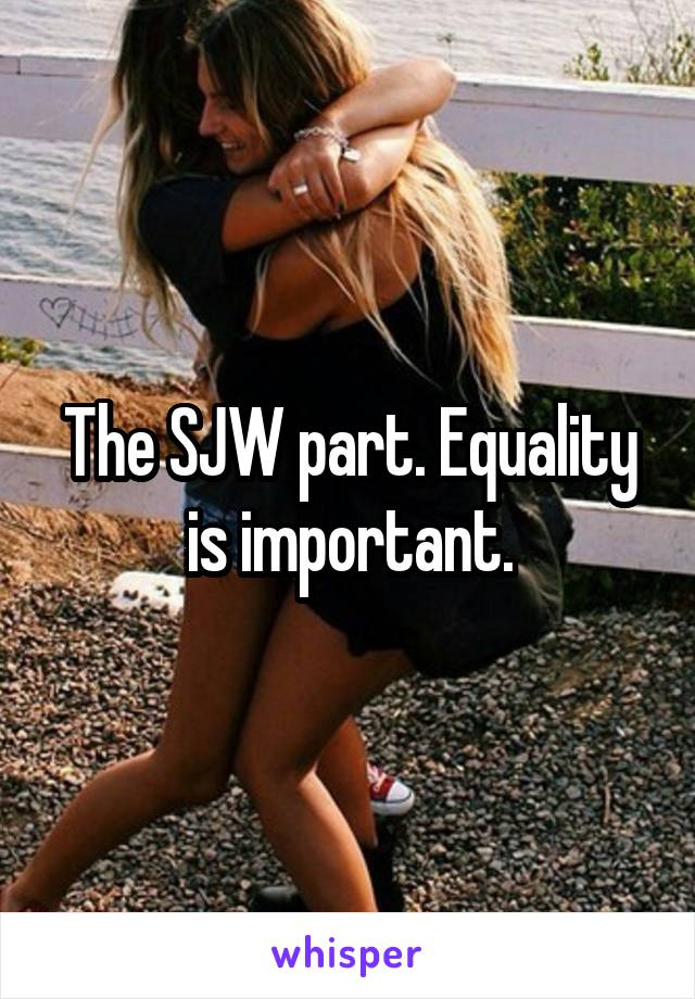 The SJW part. Equality is important.