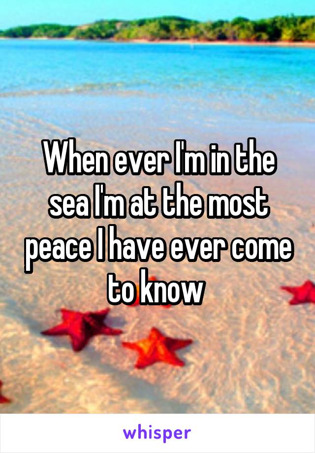 When ever I'm in the sea I'm at the most peace I have ever come to know 