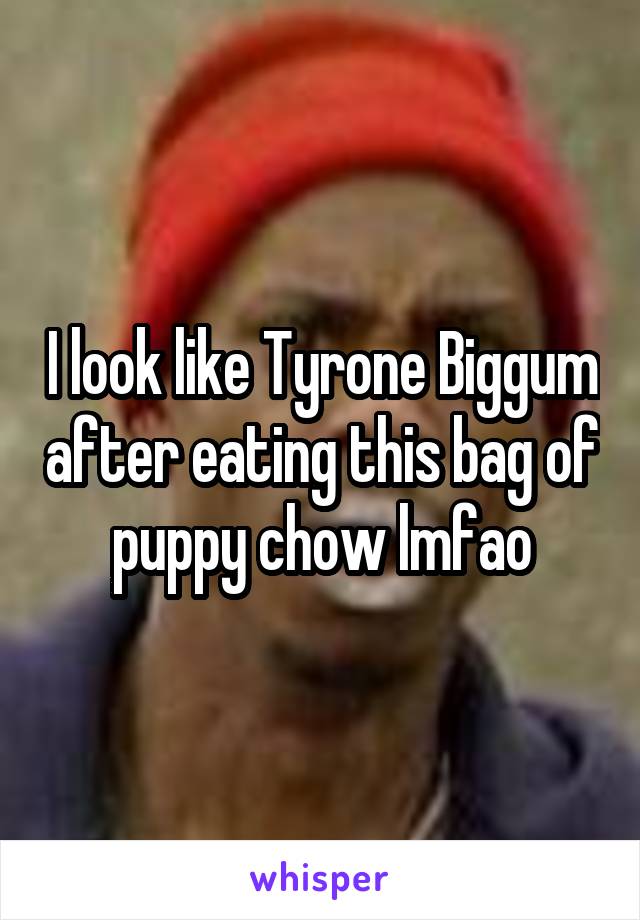 I look like Tyrone Biggum after eating this bag of puppy chow lmfao