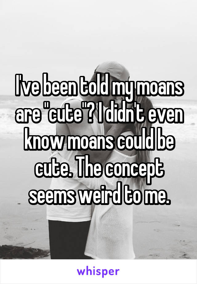 I've been told my moans are "cute"? I didn't even know moans could be cute. The concept seems weird to me.