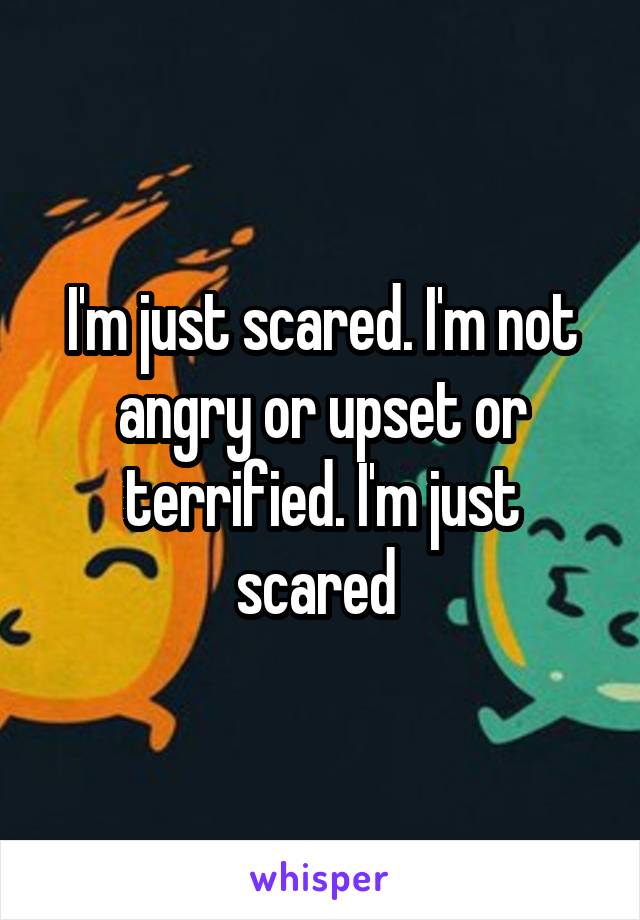 I'm just scared. I'm not angry or upset or terrified. I'm just scared 