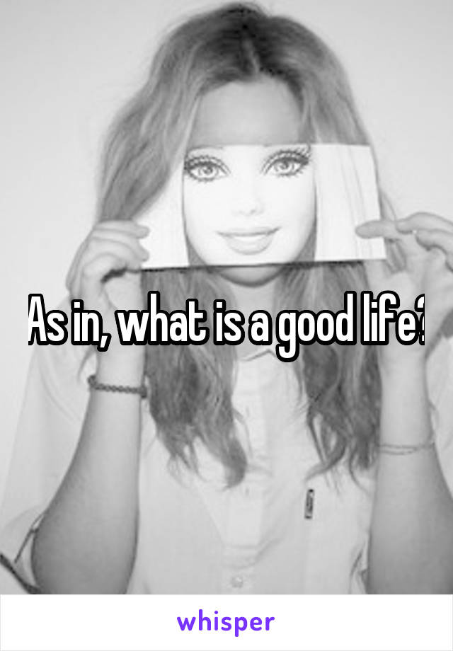 As in, what is a good life?