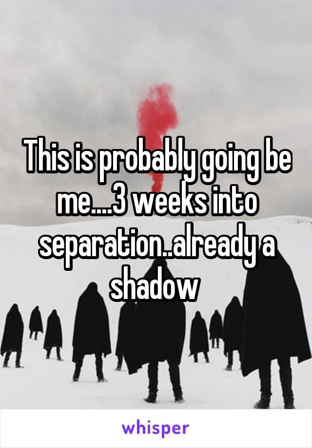 This is probably going be me....3 weeks into separation..already a shadow 