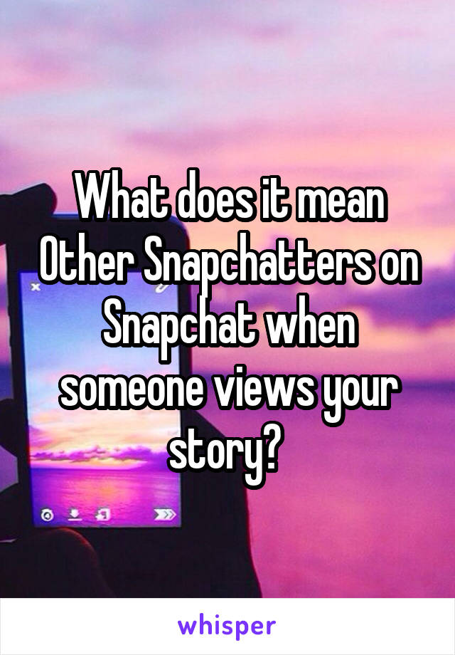 What does it mean Other Snapchatters on Snapchat when someone views your story? 