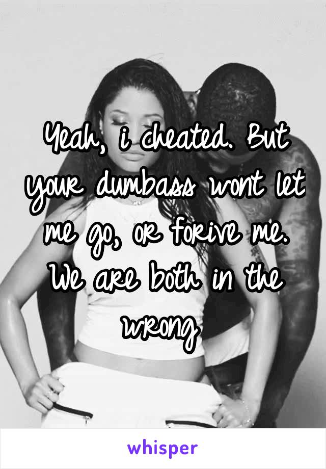 Yeah, i cheated. But your dumbass wont let me go, or forive me. We are both in the wrong 