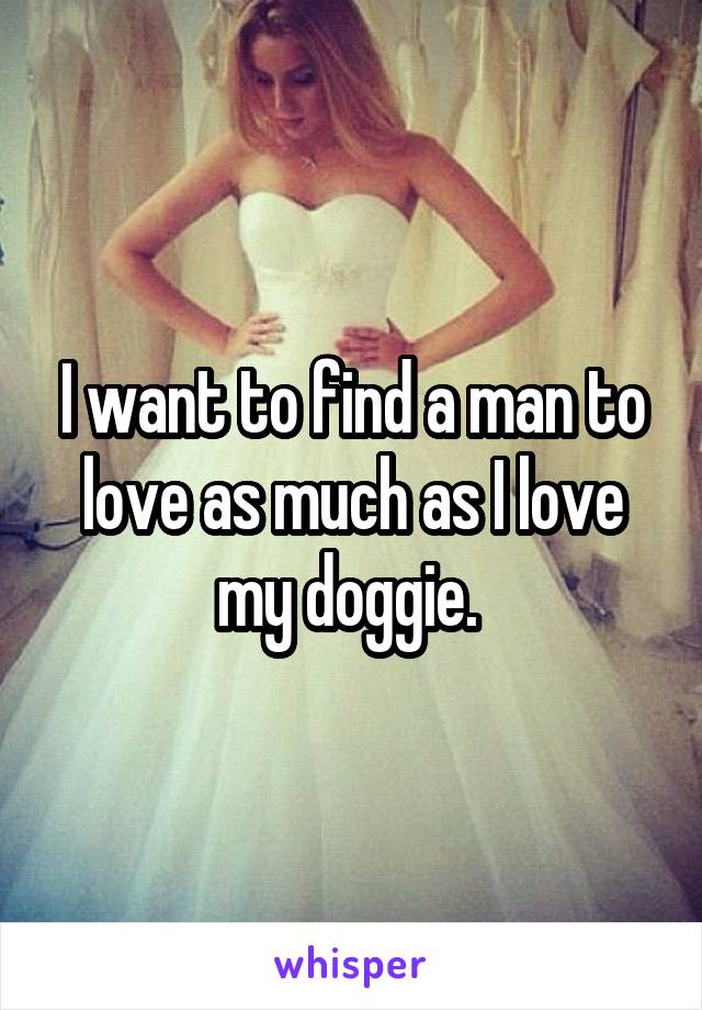 I want to find a man to love as much as I love my doggie. 