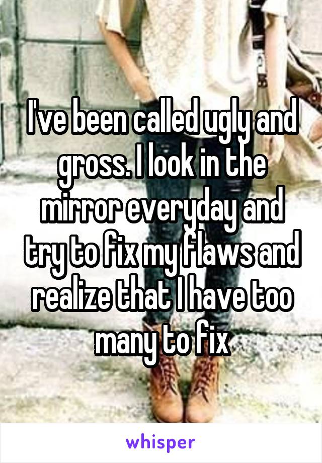 I've been called ugly and gross. I look in the mirror everyday and try to fix my flaws and realize that I have too many to fix