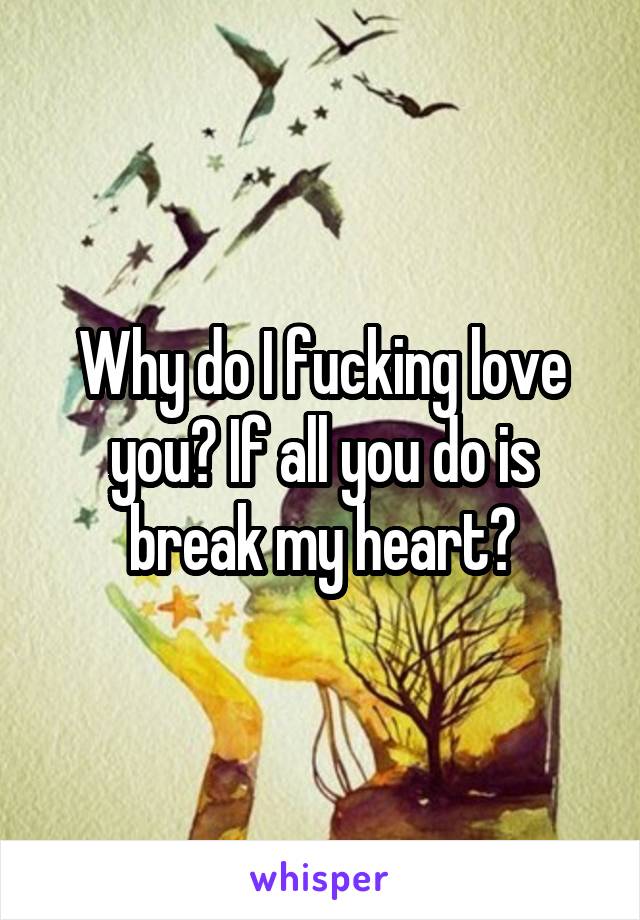 Why do I fucking love you? If all you do is break my heart?