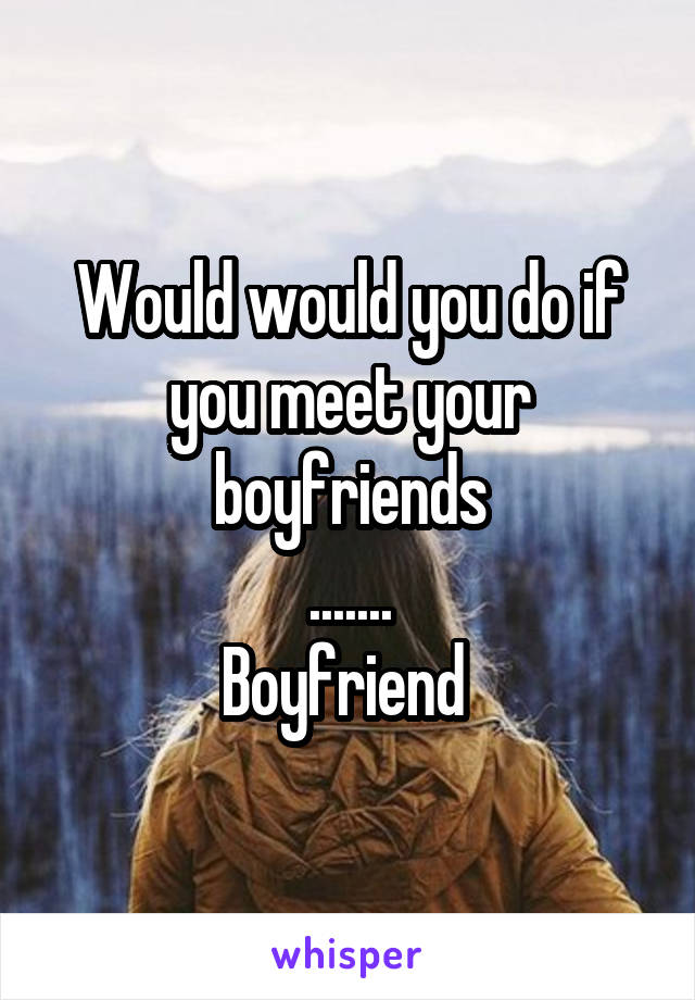 Would would you do if you meet your boyfriends
.......
Boyfriend 