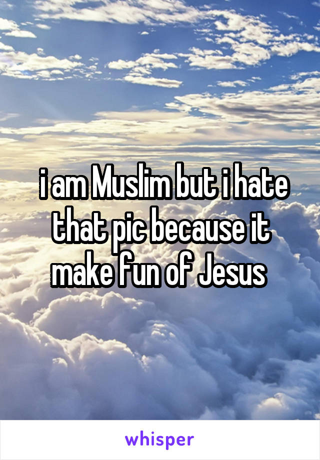  i am Muslim but i hate that pic because it make fun of Jesus 