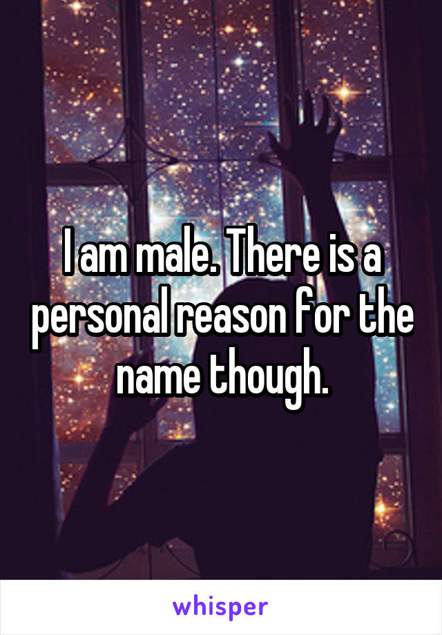 I am male. There is a personal reason for the name though.