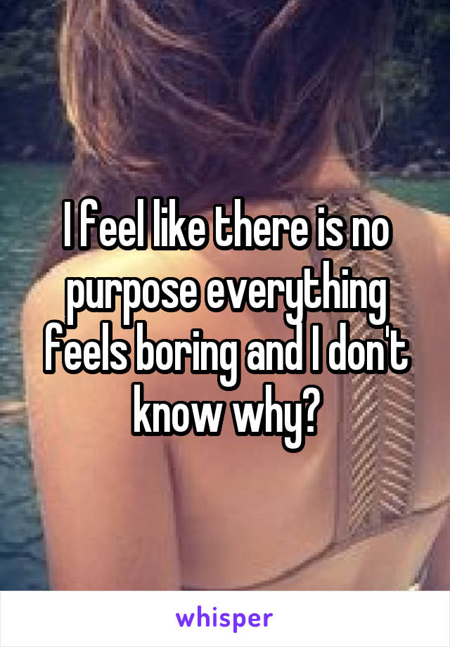 I feel like there is no purpose everything feels boring and I don't know why?