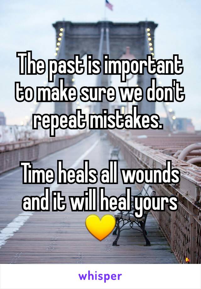 The past is important to make sure we don't repeat mistakes. 

Time heals all wounds and it will heal yours 💛