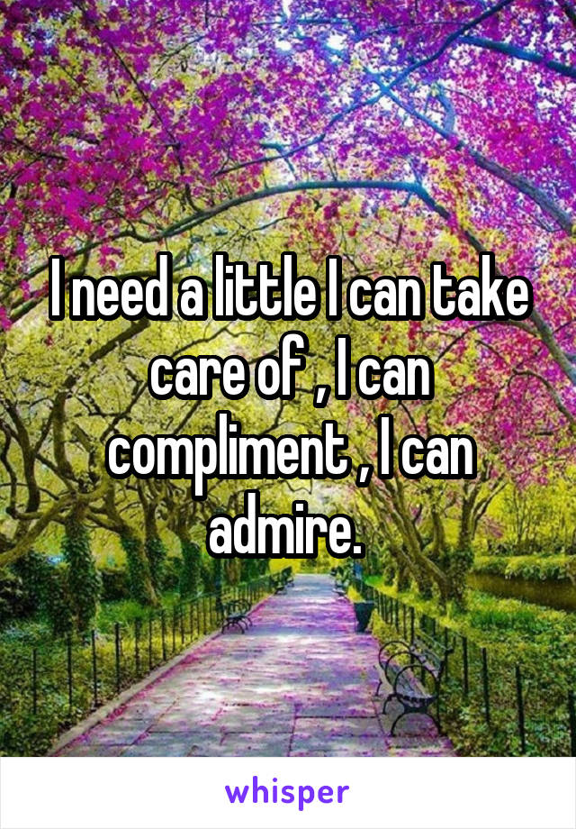 I need a little I can take care of , I can compliment , I can admire. 