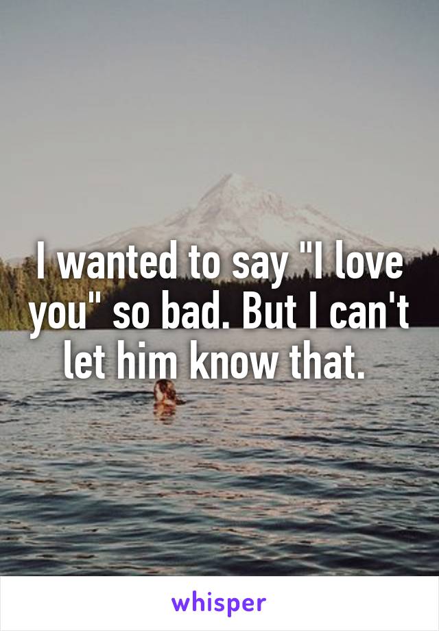 I wanted to say "I love you" so bad. But I can't let him know that. 