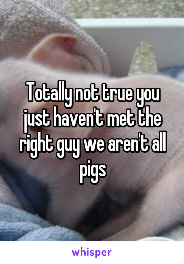 Totally not true you just haven't met the right guy we aren't all pigs