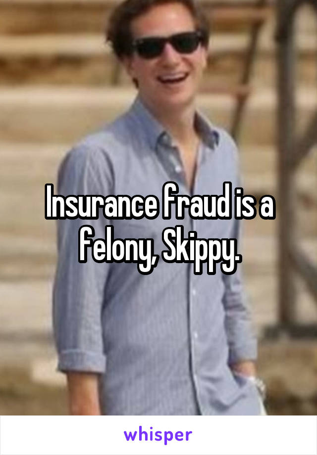 Insurance fraud is a felony, Skippy.