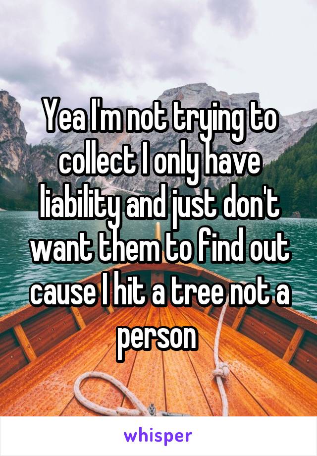 Yea I'm not trying to collect I only have liability and just don't want them to find out cause I hit a tree not a person 