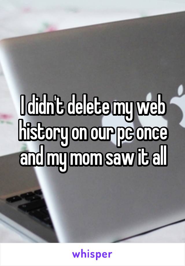 I didn't delete my web history on our pc once and my mom saw it all