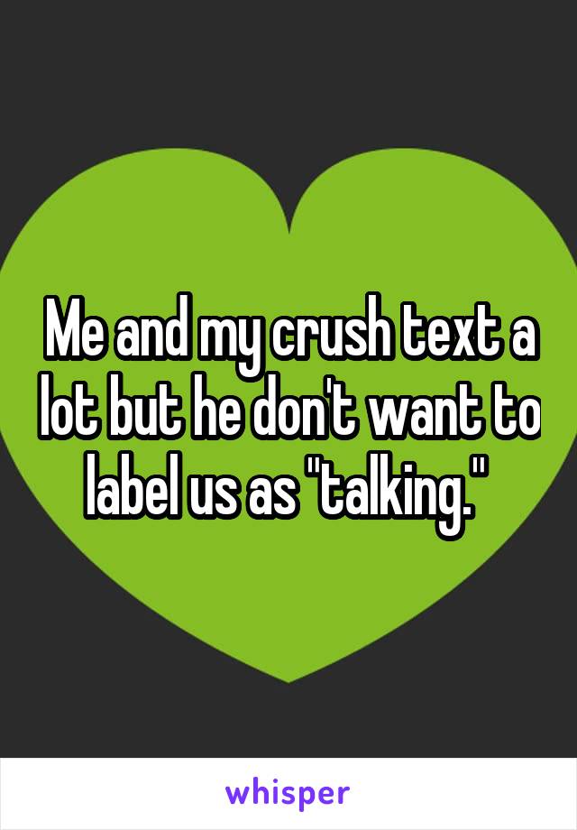 Me and my crush text a lot but he don't want to label us as "talking." 