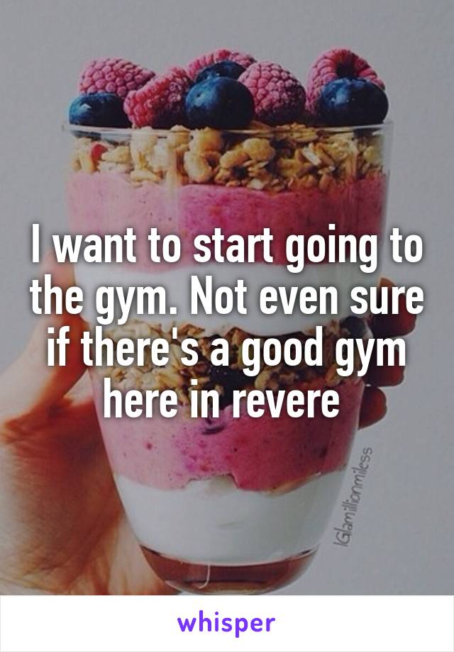 I want to start going to the gym. Not even sure if there's a good gym here in revere 