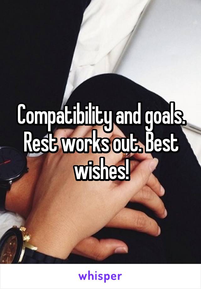 Compatibility and goals. Rest works out. Best wishes!