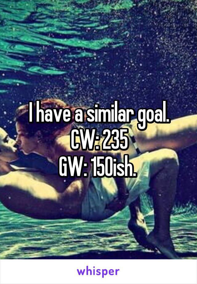 I have a similar goal.
CW: 235
GW: 150ish. 