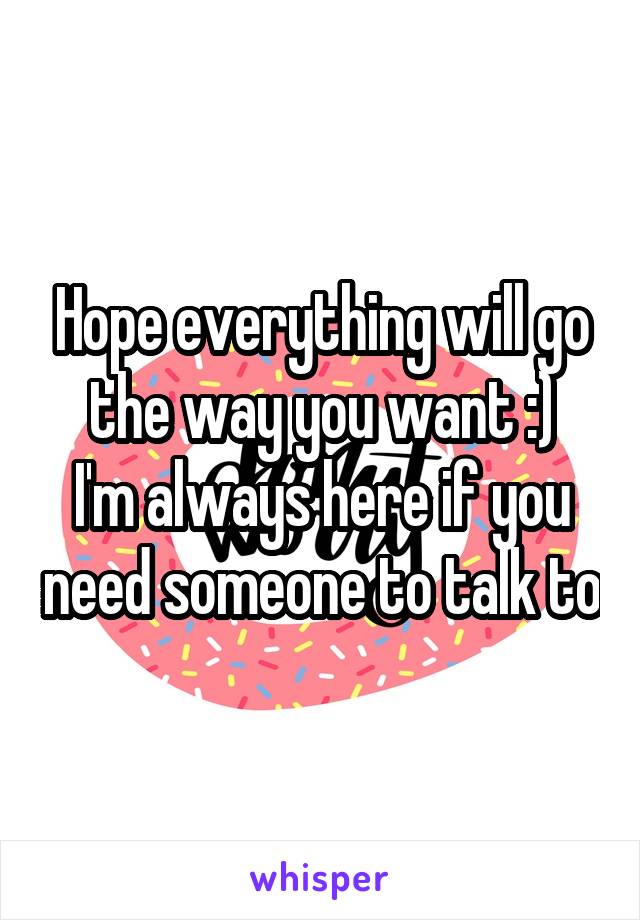 Hope everything will go the way you want :)
I'm always here if you need someone to talk to