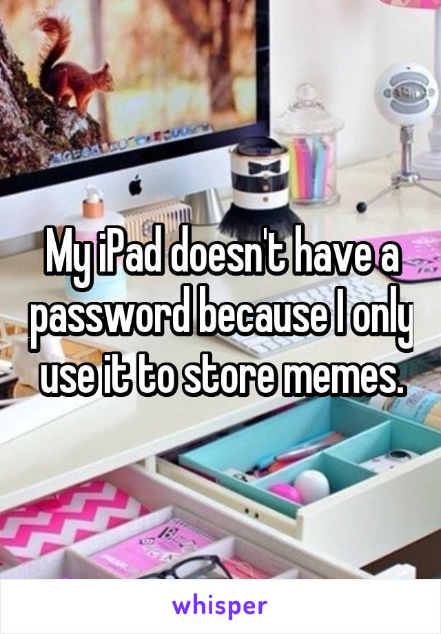 My iPad doesn't have a password because I only use it to store memes.