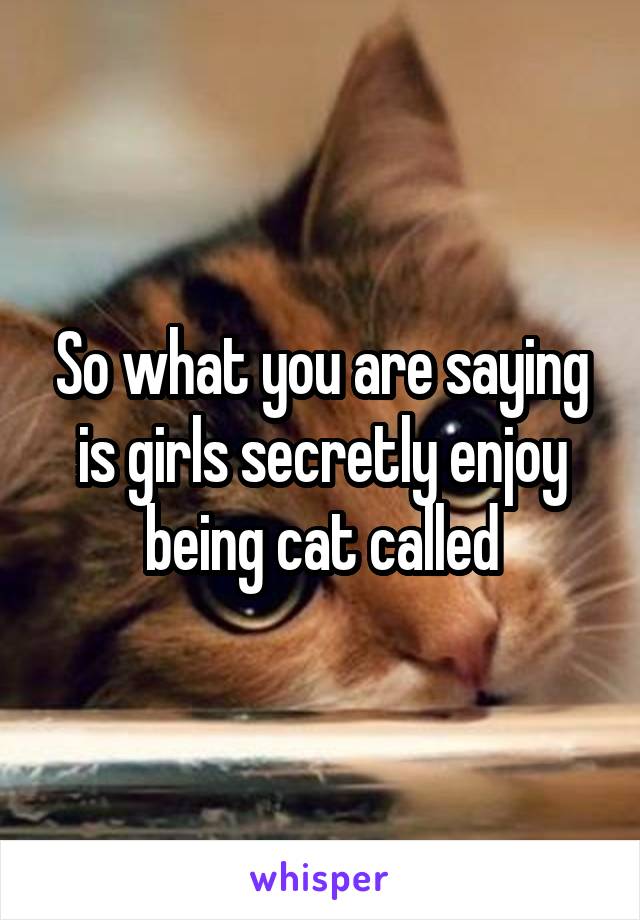 So what you are saying is girls secretly enjoy being cat called